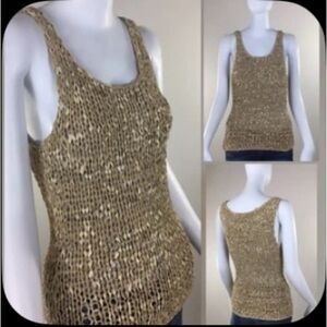 Donna Karan Signature Genuine
Suede Leather Knit Chunky Tank Sz M